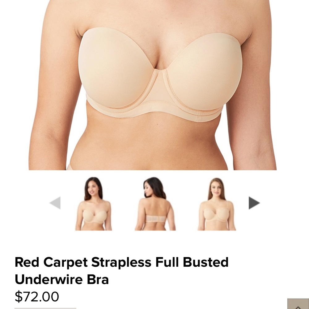 Wacoal Red Carpet Strapless Bra Size 40F (DDD)